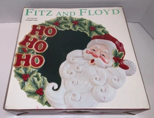FITZ & FLOYD Canape Plate Ho! Ho! HO! Con SANTA FACE Usado - Imagen 1 de 8