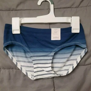 Auden Womens Seamless Hipster Blue Striped Underwear Panties Small 4/6 - Picture 1 of 4