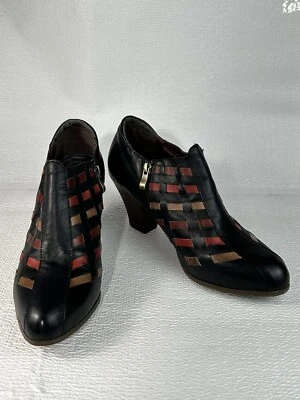 Spring Step L’Artiste Brilliance Black Multi Weave Bootie Leather Womens 41/9.5 - Image 1 of 4