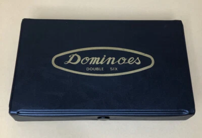 Domino Set Vintage In Case White Tiles w/Black Dots Double Six from Japan - Image 1 of 3