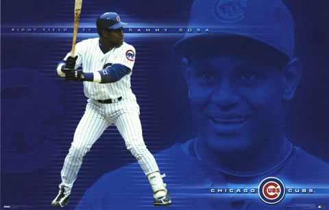 SAMMY SOSA Chicago Cubs 2000 MLB Baseball Action Horizontal 22x34 POSTER Cover