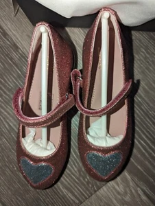 Gucci Kids Girls Shoes Rose Pink Glitter Silver Heart New Boxed UK Size 8 EU 26 - Picture 1 of 16