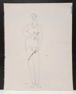 1984 LISTED BELGIAN DANIEL FOURNEAU Sd ORIGINAL INK SKETCH ARTIST SELF PORTRAIT? - Picture 1 of 11