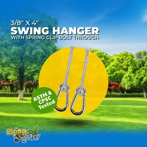 SWING SET STUFF INC 3/8" X 4" SWING HANGER WITH SPRING CLIP (PAIR) play toy 0269 - Picture 1 of 9