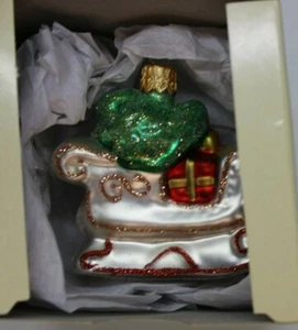 Weihnachtsmannschlitten Christbaumschmuck Impulse Polen mundgeblasenes Glas Vintage - Bild 1 von 5