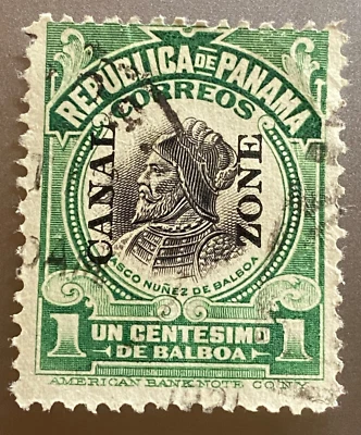 Canal Zone - 1909 - 1 Cent Panama Balboa Issue w Overprint Used - Image 1 of 2