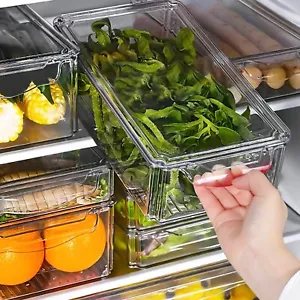 4Tlg Kühlschrank Organizer Set Aufbewahrungsbox Schublade Vorratsbehälter Küche - Bild 1 von 18