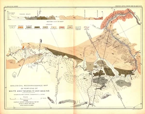 WHITE, TANANA, RIVERS, YUKON, ALASKA Antique authentic Geology map 1900 - Picture 1 of 1