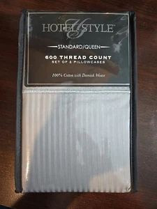 Hotel Style Standard Queen 600 Thread 2pk  Soft Cotton Grey Silver Pillowcases - Picture 1 of 4