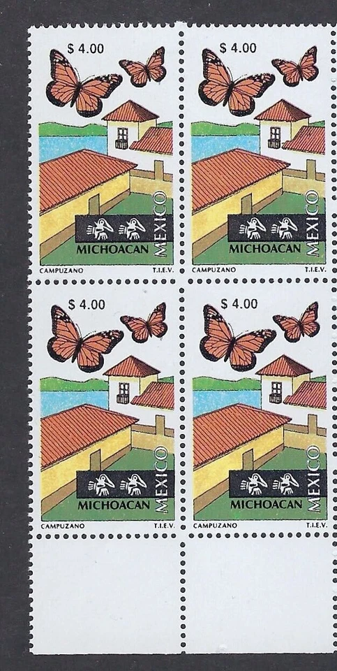 ТУРИСТИЧЕСКИЙ ВЫПУСК B4 $4.00 MICHOACAN, SC #1973, БУМАГА # 3CV $12 (T74) * - Изображение 1 из 1