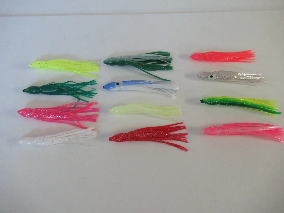 BLOCK BROOK TACKLE Hoochies Squid Skirts Octopus Trolling Fishing Lures 3" Choose Quantity Colors