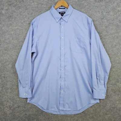 Camisa de Vestir Lands End Azul Talla XL 17 1/2 - 36T Sin Hierro Supima Algodón PUNTOS Foto 1 de 4
