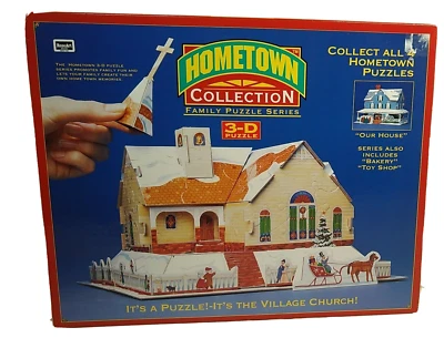 Rompecabezas familiar arte rosa iglesia pueblo 3D 100 piezas nuevo 8 pulgadas de alto Foto 1 de 4