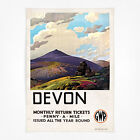 Vintage travel railway poster - A4 - Devon Penny a mile Cusden
