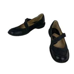 B.O.C. Black Leather Mary Janes Comfort Shoes Hook & Loop Closure Strap 7M - Picture 1 of 10