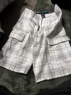 SHORTS CARGO PLUGG MASCULINO listrado branco, azul e bronzeado TAMANHO 31 - Imagem 1 de 4