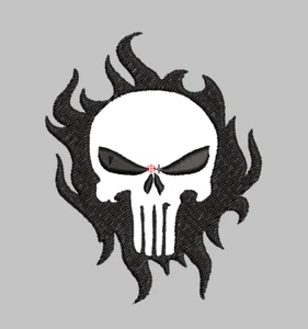 SKULL ON FIRE embroidery back patch 10 x 12.5 inches, - Picture 1 of 1