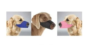 Museruola per cani di taglia grande protezione foderata in nylon morbido scegli nero blu o rosa - Foto 1 di 16