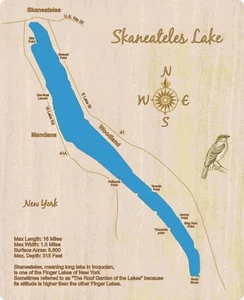 Skaneateles Lake, NY - Laser Cut Wood Map | Wall Art | Made to Order - Picture 1 of 6