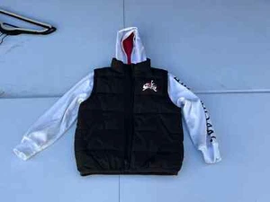 Air Jordan NIKE Jacket Boys Medium White Black Puffy Hooded 8-10 YOUTH (R) - Picture 1 of 8