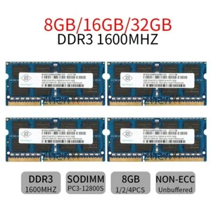32GB 16GB 8GB DDR3 PC3-12800S 1600MHz SODIMM 204Pin Laptop RAM For NANYA Lot UL - Picture 1 of 15