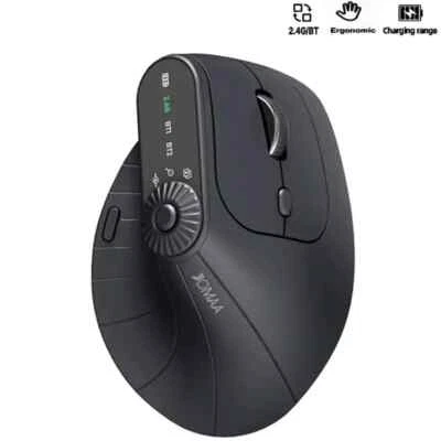 Multi-Device Vertical Ergonomic Mouse Rechargeable 2.4G Bluetooth for PC Tablet - Image 1 of 4