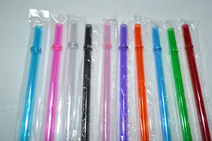 Reusable Straws Clear Solid Colors Plastic Acrylic 9” with Rings BPA Free Sealed - Picture 1 of 34