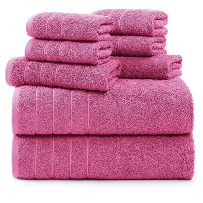 Glamburg Luxury 8 Pack Towels Set (2Bath+2Hand+4Wash) - Hot Pink  - Image 1 of 2