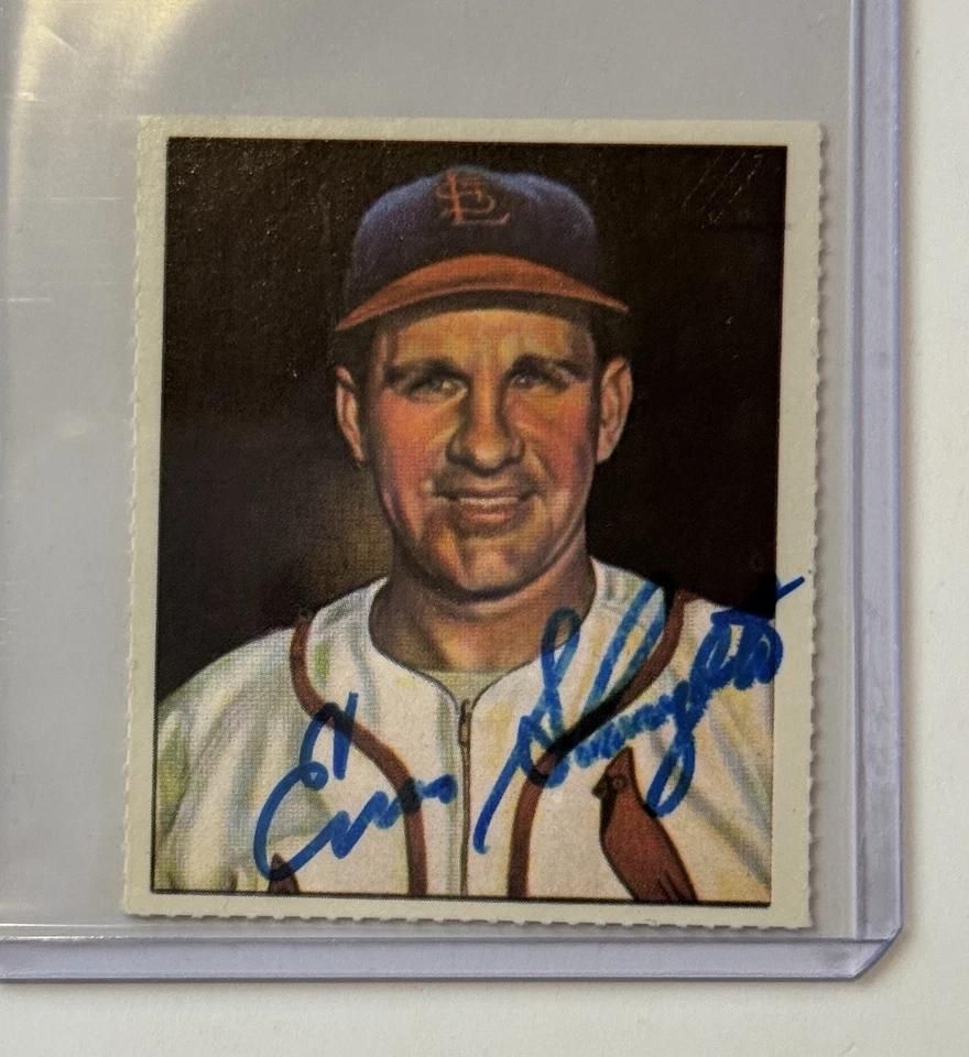 Enos Slaughter Signed 1950 Bowman Reprint Card HOF St. Louis Cardinals Auto AU - Image 1 of 3