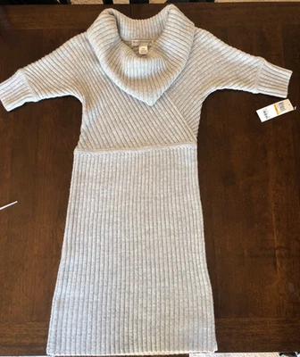 Maggy London ribbed knit wool blend Sweater Dress cowl neck-Gray-size PS - Image 1 of 4