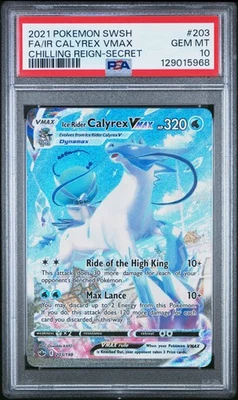 PSA 10 Ice Rider Calyrex VMAX 203/198 Alternate Art Chilling Reign Pokemon Card - Image 1 of 2