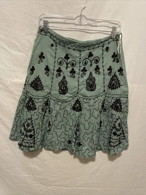 Vintage Y2K Persaman New York Flower Embroidered  Brown & Green Skirt Size 6 - Image 1 of 4