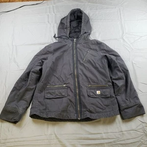 Chaqueta Carhartt Mujer Gris Lona Edredón Forrado Artesanal Con Capucha 100055 Talla Grande - Imagen 1 de 11