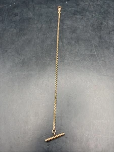 Vintage/Antik goldfarbene gedrehte Taschenuhrkette T-Bar Albert 8" gemarkt - Bild 1 von 6
