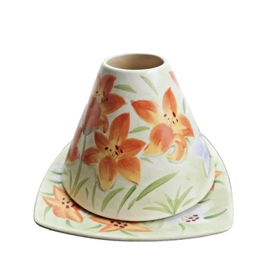 Yankee Candle Day Lillies Tarro Tropical Plato Vela y Tono Naranja Verde Foto 1 de 4