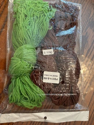 Yarn for needlepoint, brown & green 30 inches precut 2 ply lightly used - Image 1 of 4