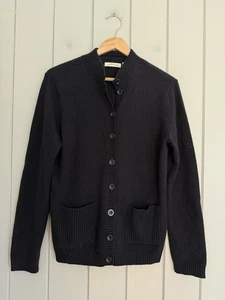 Orvis Cashmere Button Up Cardigan Sweater M Medium Black Mock Neck Long Sleeves - Picture 1 of 4