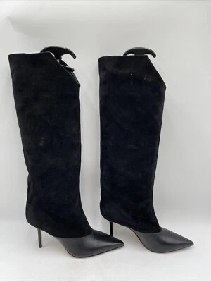 Jimmy Choo Black Suede Pointed Toe Pull On High Heel Knee High Boots Women’s 38 - Image 1 of 4