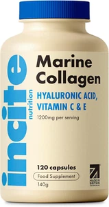 Marine Collagen 1200Mg | 120 High Strength Collagen Capsules Hyaluronic Acid Sup - Picture 1 of 11