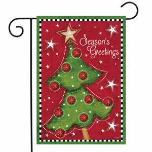 SEASON'S GREETINGS FESTIVE TREE WINTER CHRISTMAS MINI WINDOW GARDEN YARD FLAG NW - Picture 1 of 1