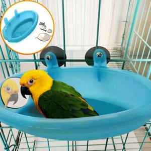 New Birds Water Bath Tub For Pet Bird Cage Hanging Bowl Parrot Parakeet Birdbath - Picture 1 of 12