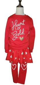 3pc Set Lot Girls Kids Unisex Valentine's Day Party Outfit Tutu Sweater Leggings - Picture 1 of 7