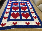 Handmade Afghan Throw / Blanket - From Designer Collection - Hearts Big & Little