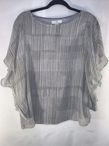 H By Halston Kimono Top Sheer Gray Fully Lined Size Small - Picture 1 of 10
