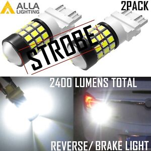 Alla Lighting 39-LED 3157 Strobe Blinking Flashing Brake Light Bulb Safety,White