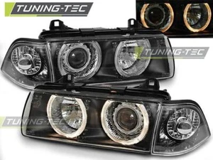 COPPIA FARI ANTERIORI BMW E36 12.90-08.99 ANGEL EYES BLACK*317 - Foto 1 di 1