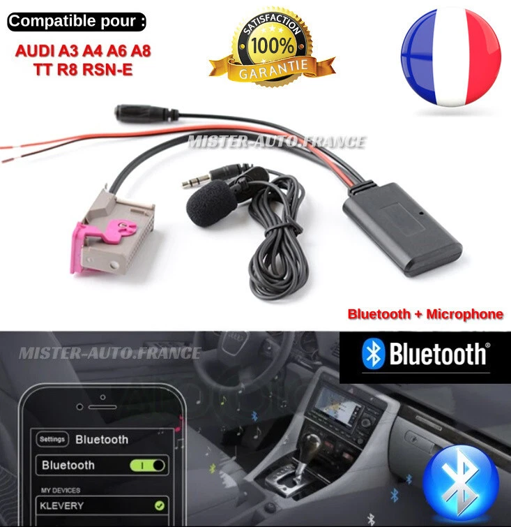 Adaptateur Bluetooth 5.0 + Micro pour ★AUDI A3 A4 A6 A8 TT R8 RNS-E ✅12V 32PIN + - Photo 1/4
