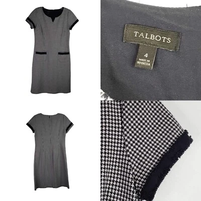 Vestido recto Talbots para mujer talla 4 azul marino algodón elástico espiga SS Foto 1 de 4