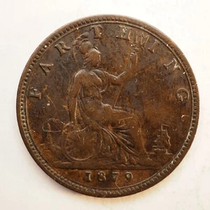 1879 Great Britain - 1 FARTHING - FREE SHIPPING! M5341 - Picture 1 of 2