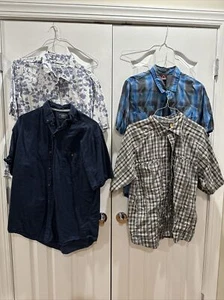 Lot Of 4 Men’s Lg Short Sleeve Casual Shirts - Picture 1 of 13
